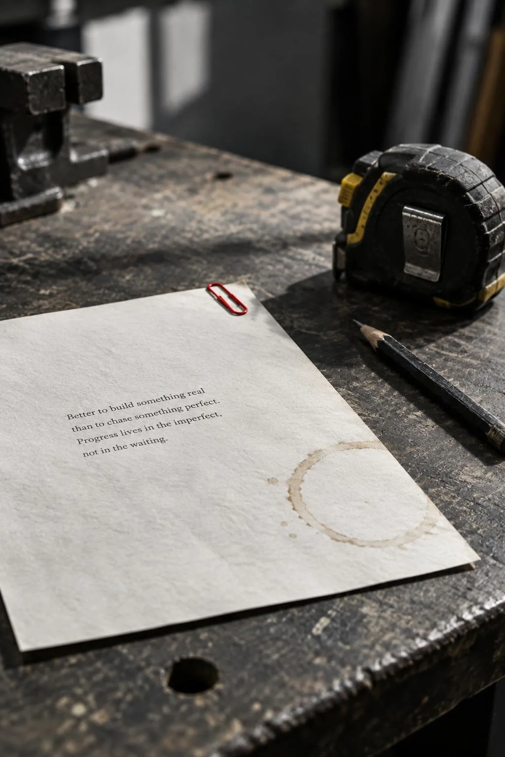 A quote document left on a desk under a coffee mug